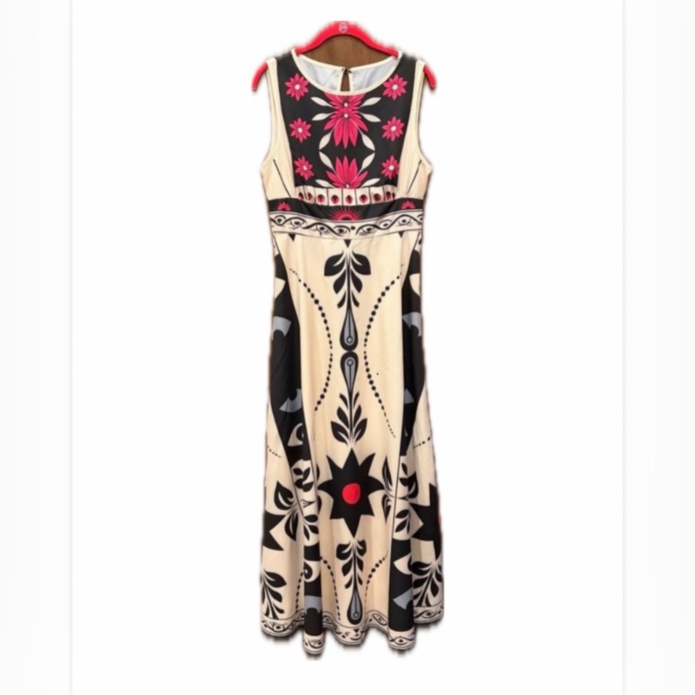 SHEIN Black and Pink Floral Maxi Dress size M